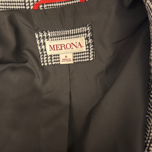 Merona Black and White Blazer Lined- Padded Shoulders Size 6 - Picture 7 of 7